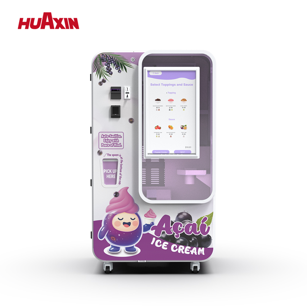 HUAXIN B83MAX Mini Automatic Ice Cream Vending Kiosk – Rapid Soft Serve in 15 Seconds