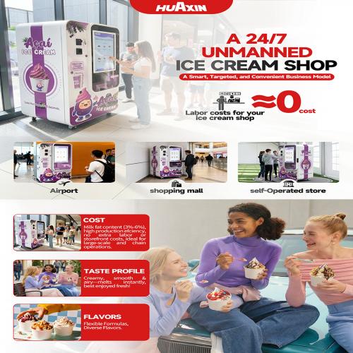 Automatic ice cream vending machine for shopping malls with cashless payment system