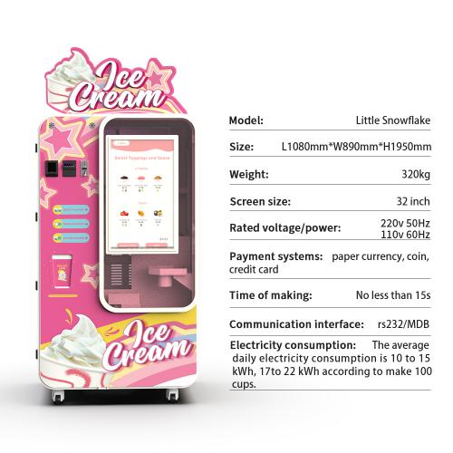 Huaxin automatic ice cream vending machine with remote monitoring and 15 second soft serve output